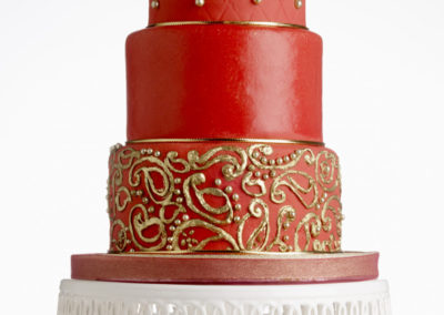 Paisley Red Fondant Gold embellishment