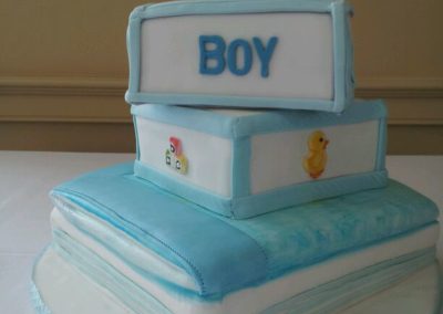 Baby shower cake Blue Fondant Teddy Bear Applique